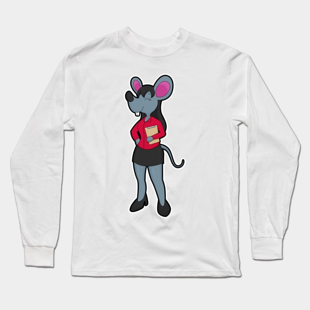 Mouse as Secretary with Notepad Long Sleeve T-Shirt by Markus Schnabel